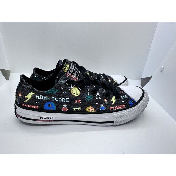 Converse Kids Video Game Characters Design For Big Boys Size 2 GUC black multi - Picture 7 of 11